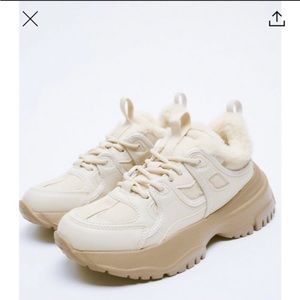 Zara faux fur sneakers